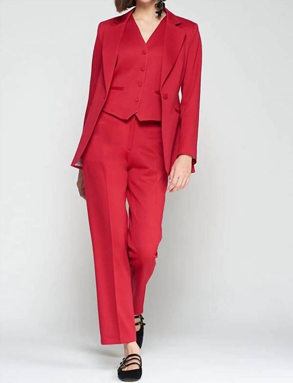 NEW VILAGALLO structured straight-leg trousers in rojo